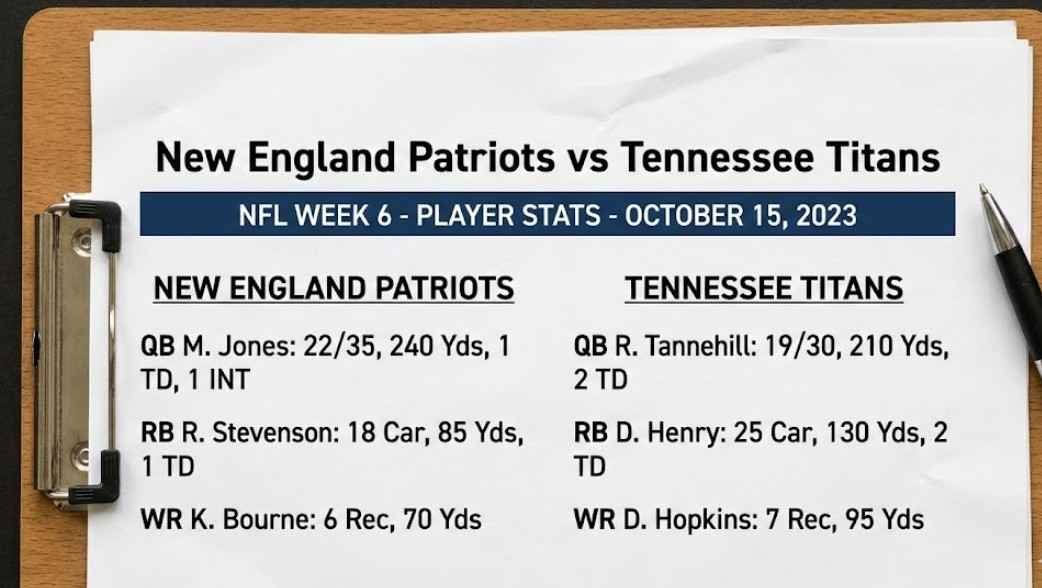 New England Patriots vs Tennessee Titans Match Player Stats: A Detailed Breakdown
