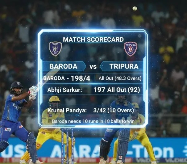 Baroda Cricket Team vs Tripura Cricket Team Match Scorecard