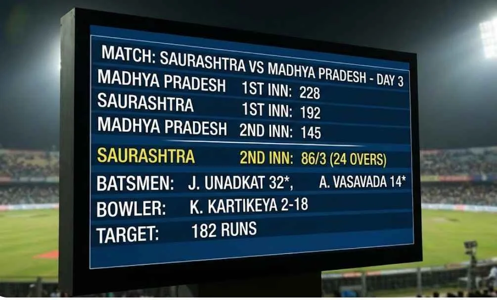 Saurashtra Cricket Team vs Madhya Pradesh Cricket Team Match Scorecard (Full Detailed Analysis)