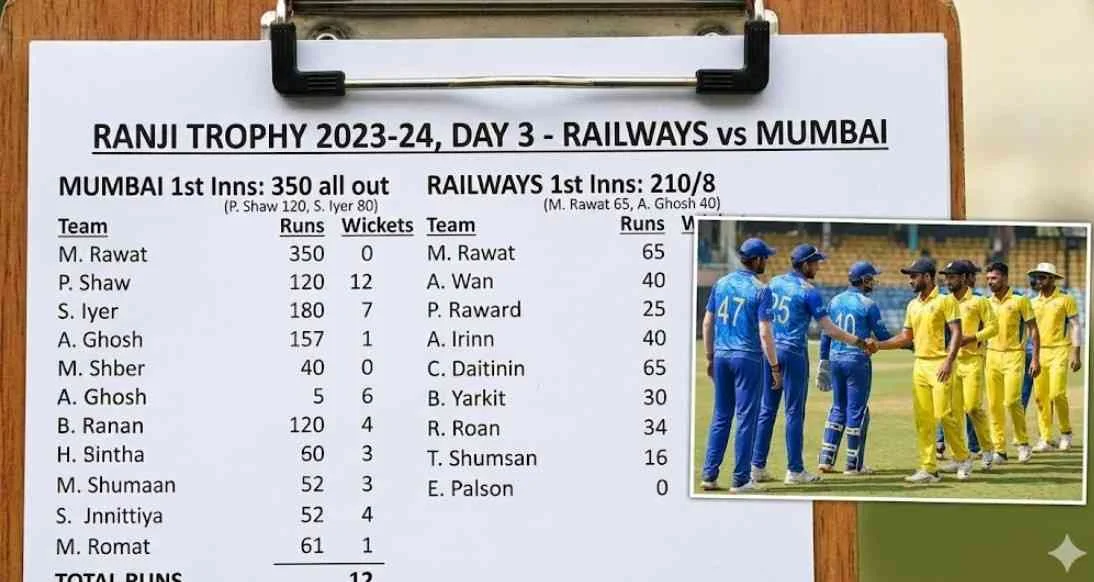 Railways Cricket Team vs Mumbai Cricket Team Match Scorecard