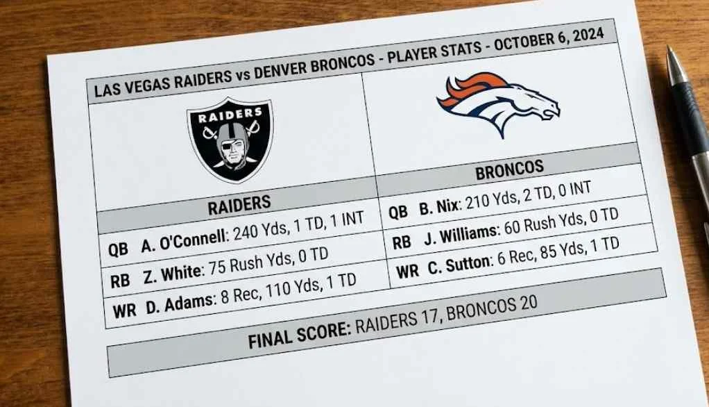 Las Vegas Raiders vs Denver Broncos Match Player Stats – Complete Breakdown & Analysis